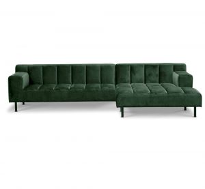 Wave noch rechts gerichtetes Chaiselongue-Sofa, dunkelgrünes Velours