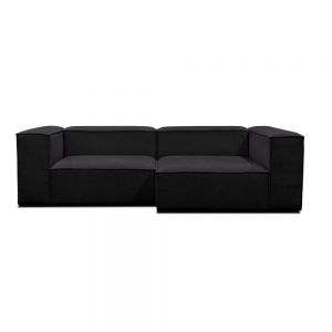 Lissabon, en sofa i moduler med lille sort chaiselong højrevendt