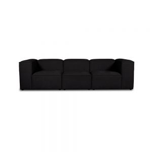 Lissabon sort tre personers sofa i stof mondulsofa