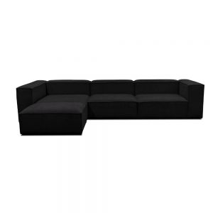 Stor Lissabon modul sofa med puf og chaiselong modul i sort