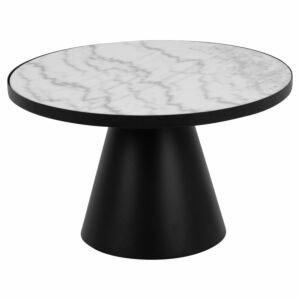 Ægte marmor sofabord med sort metalstel