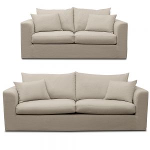 Shabby Chic Sofa-Set, beige